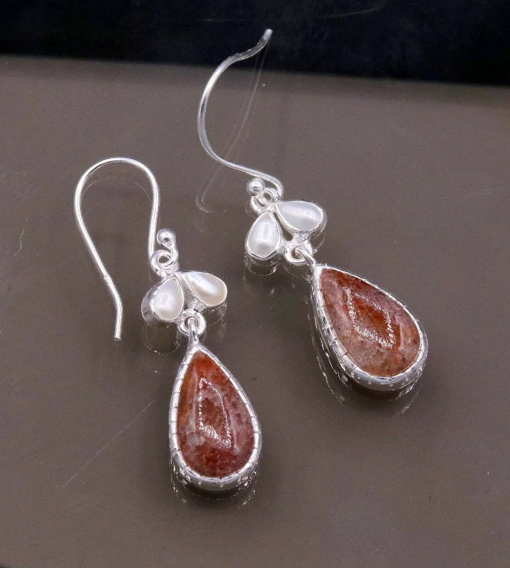 Jewelry Sale Bonanza – Grab Your Sparkle Now Vintage design style stone 925 sterling silver dangling  hoop earrings s323