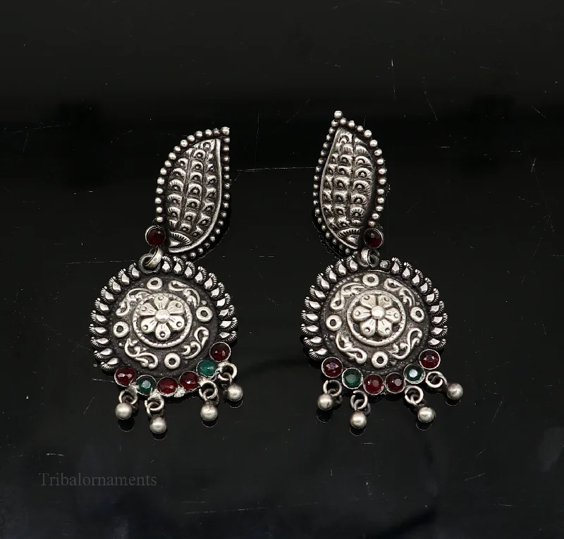 Jewelry Flash Sale – Stylish Designs At Unbeatable Rates Vintage indian traditional style drop dangle stud earring, Pure 925 sterling silver floral earring best brides gifting wedding jewelry s940