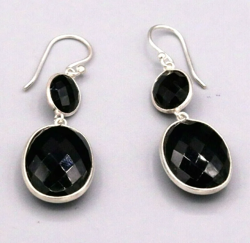 Best-Selling Jewelry Now Available At Special Deals Vintage stylish earrings hoops dangling 925 solid silver with onyx stone s189