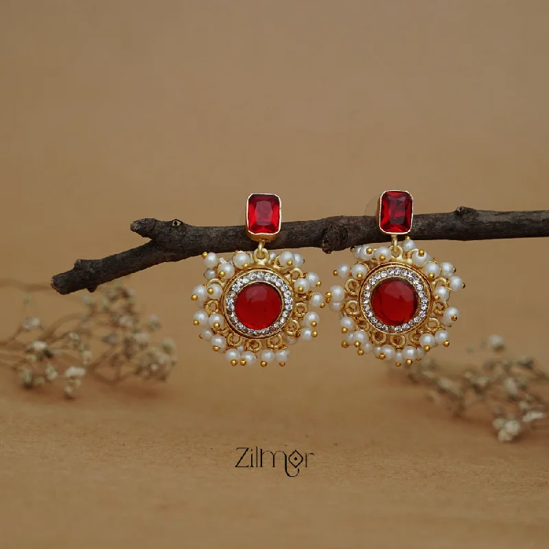 Shop Signature Jewelry Styles At Exclusive Prices ZA1011171 - Glossy Stone Pearl  Cluster Earrings (color option)