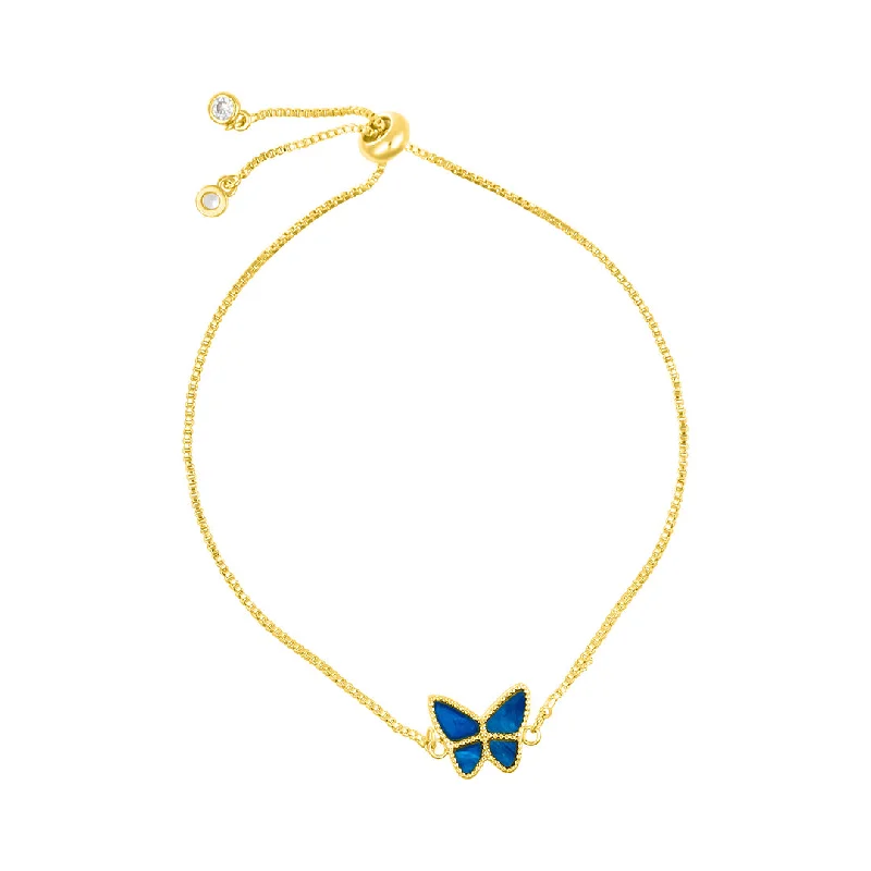 The Ultimate Jewelry Sale – Shop Premium Styles 14k Gold Plated Blue Butterfly Bolo Bracelet