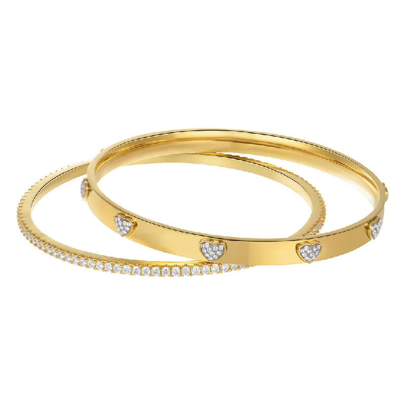 Personalized Jewelry Sale – Unique Gifts At Low Prices 14k Gold Plated CZ Hearts Stacking Bangle Set