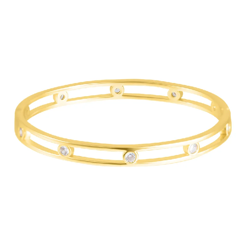 Luxury Jewelry Without The Luxury Price Tag 14k Gold Plated Studded CZ Bangle Bracelet