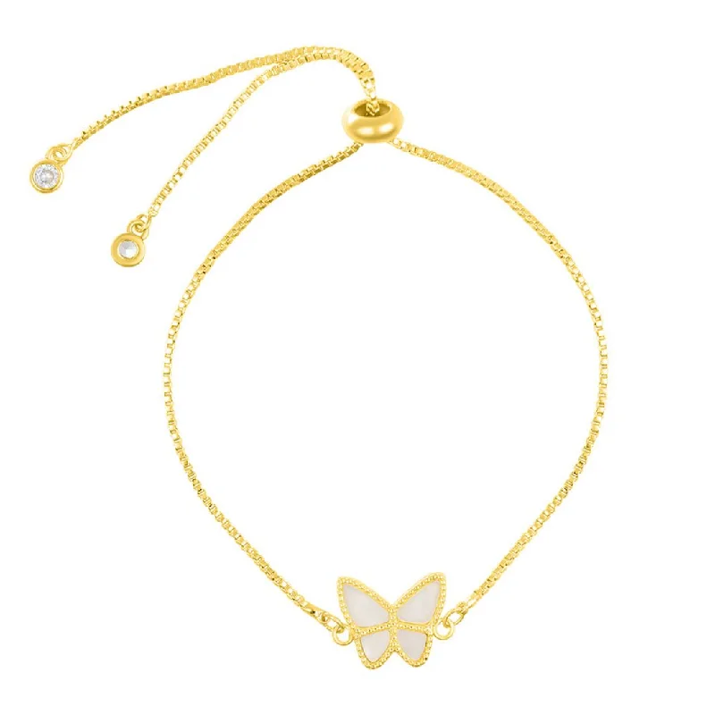 Stunning Jewelry Pieces At The Lowest Prices Ever 14k Gold Plated White Butterfly Bolo Bracelet