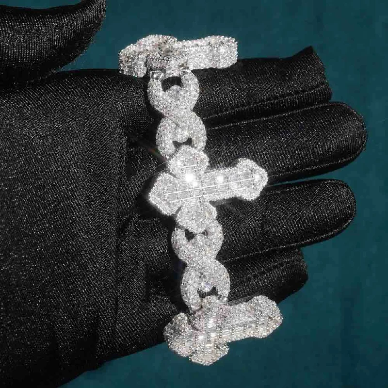 Exclusive Online Jewelry Sale – Don't Wait 15MM Moissanite Cross Infinity Link Bracelet