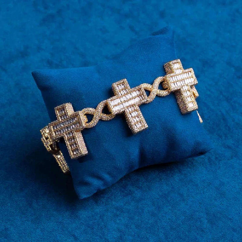 Once-A-Year Jewelry Sale – Grab Your Favorites Now 30MM Moissanite Cross Link Bracelet 14K Gold