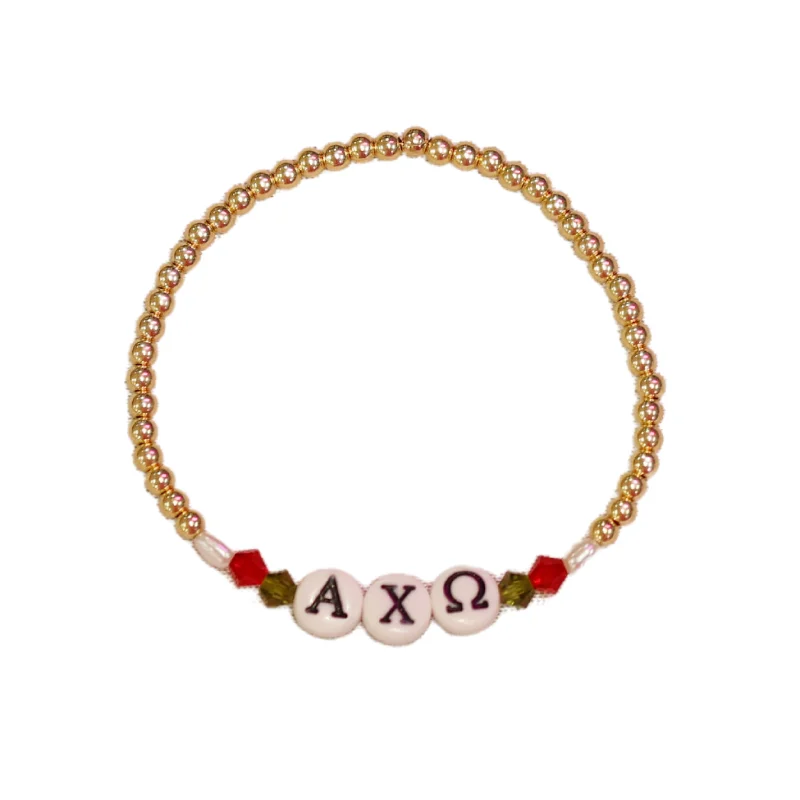 Must-Have Jewelry At Irresistible Discounts bara Boheme | "ALPHA CHI OMEGA" Sorority Greek Letter Ball Beaded Bracelet