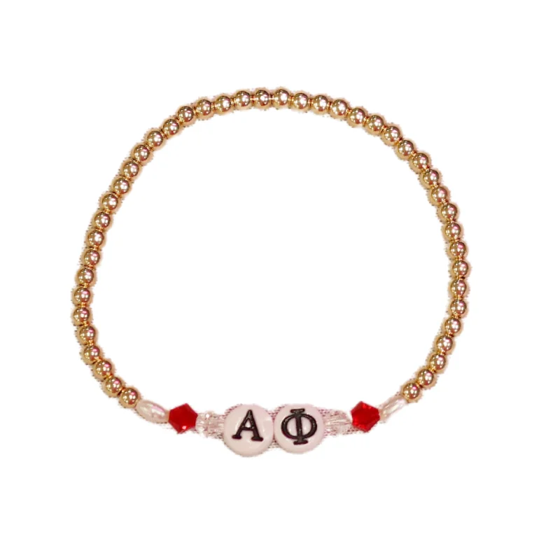 Timeless Jewelry, Timeless Savings – Don't Wait bara Boheme | "ALPHA PHI" Sorority Greek Letter Ball Beaded Bracelet