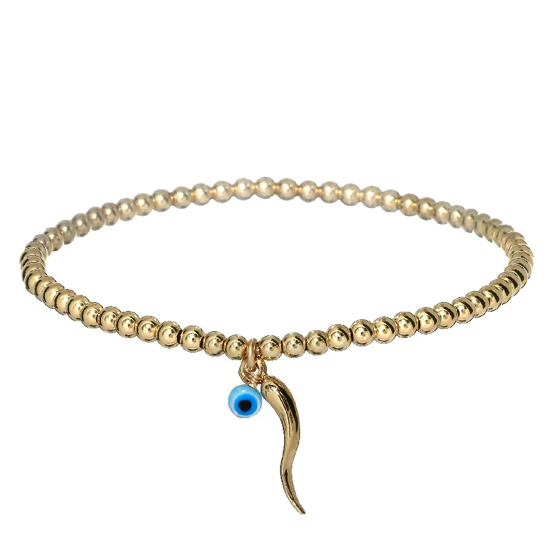 Flash Sale On Stunning Jewelry – Don't Miss Out bara boheme | "ITALIAN HORN + EVIL EYE" Charm on Gold-Filled ball beaded Bracelet