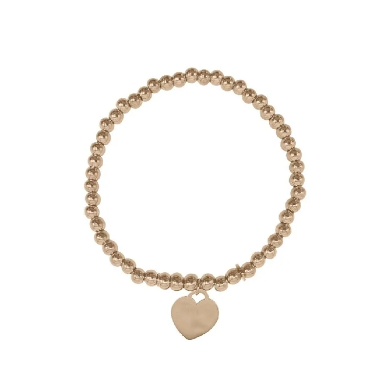 Huge Savings On Timeless Jewelry Collections 14k Gold Plated Beaded Stretch Bracelet with Heart Charm