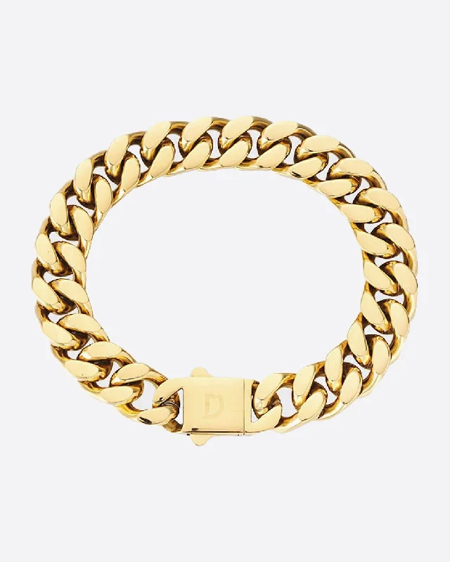 Stunning Statement Jewelry, Unbeatable Discounts CLEAN BOXED CUBANA BRACELET. - 11MM 18K GOLD