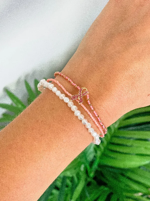 Best-Selling Jewelry Styles Now At Exclusive Discounts Breast Cancer Ribbon Stretch Bracelet Set