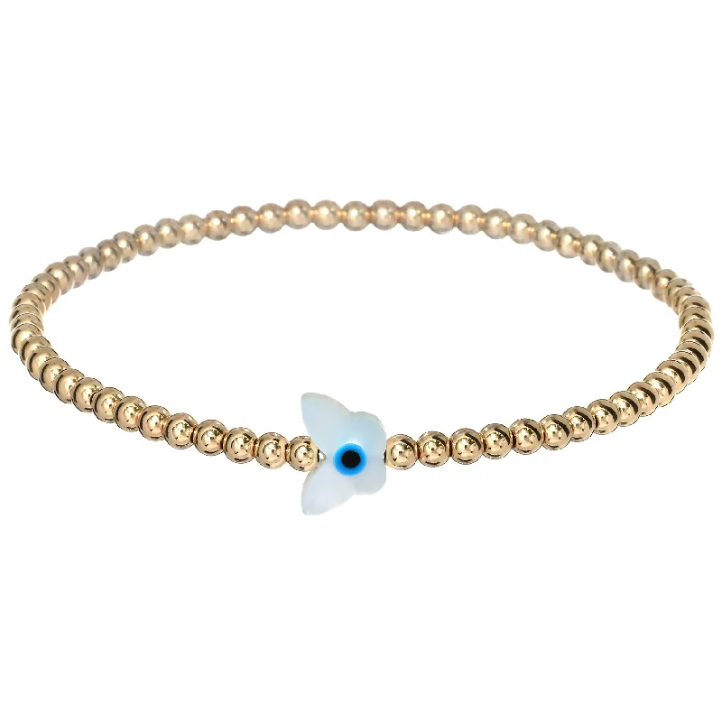 Limited-Stock Jewelry Sale – Shop Before It's Gone "BUTTERFLY EVIL EYE" MOP Opal Charm Bracelet