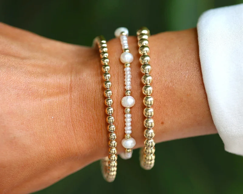 Exclusive Jewelry Sale Event – Shop Now "CAPRI" Gold Filled & Pearls Beaded Bracelets Stack