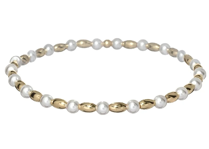 Shop Trending Jewelry With Exclusive Savings "CARRIE" 14k gold-filled oval & pearl beaded bracelet