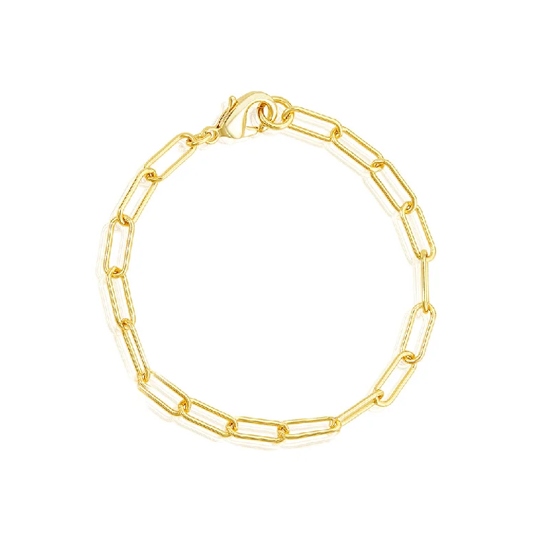 Shop Dazzling Jewelry At The Best Prices Tarnish Resistant 14k Gold Plated Chunky Paper Clip Chain Bracelet