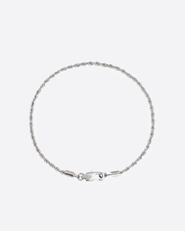 Shop Handcrafted Jewelry At Special Promotional Rates CLEAN ROPE BRACELET. - 2MM WHITE GOLD