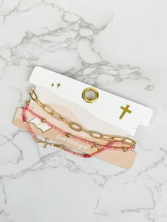 Flash Sale On Stunning Jewelry – Limited Stock Available Cross Bracelet Set - Pink