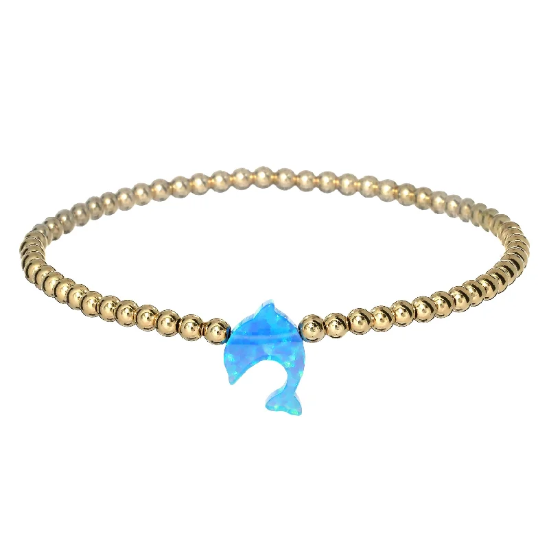 Big Savings On Your Favorite Jewelry Pieces "DOLPHIN" Opal Charm and Gold Filled Ball Beaded Bracelet