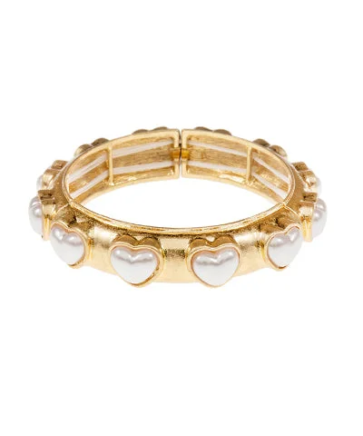 Trending Jewelry Now At Unbeatable Prices Domed Pearl Heart Station Bangle