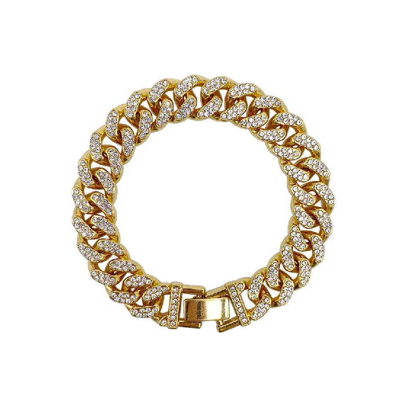 Last Chance To Grab Your Favorite Jewelry At A Discount 14k Gold Plated Flat Curb CZ Chain Bracelet