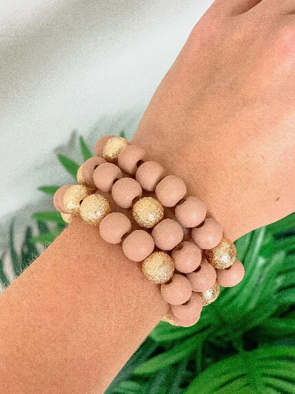 Exclusive Savings On Timeless Jewelry Pieces Gold & Color Bead Bracelet Stack - Blush