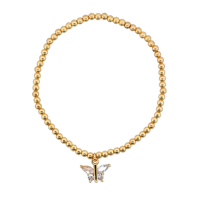 Luxury Meets Affordability – Jewelry Sale Live Now "GRAND MARQUEE" Butterfly Charm Gold Filled Ball Bead Bracelet