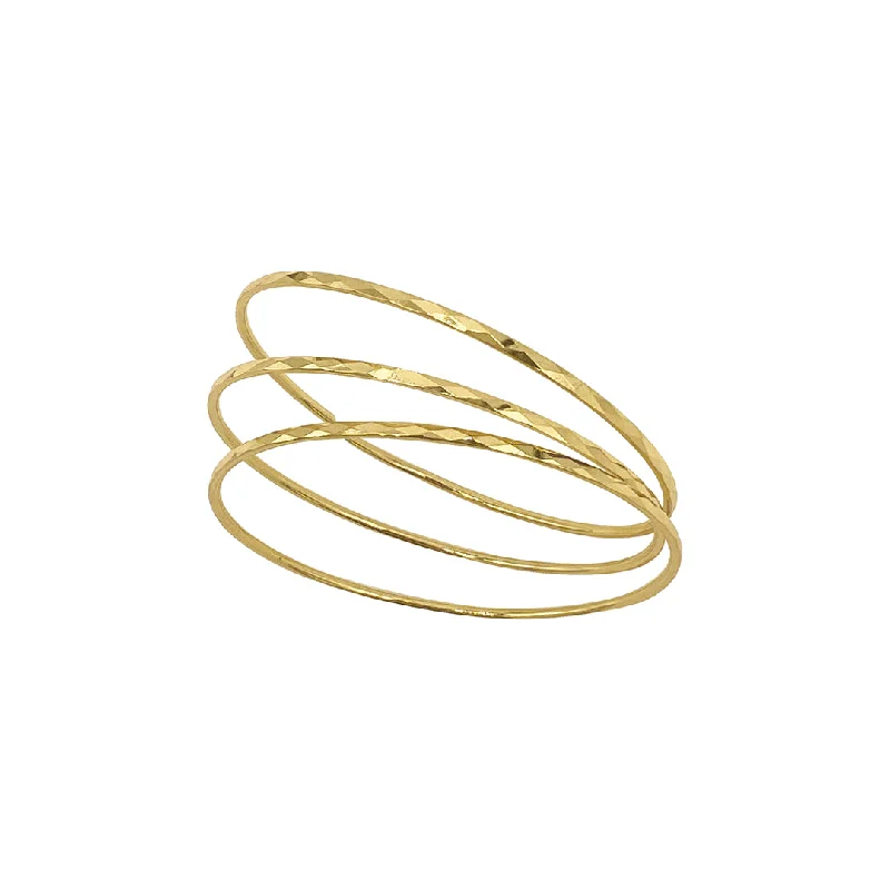 Special Jewelry Deals – Upgrade Your Collection 14k Gold Plated Hammered 3mm Bangle Set