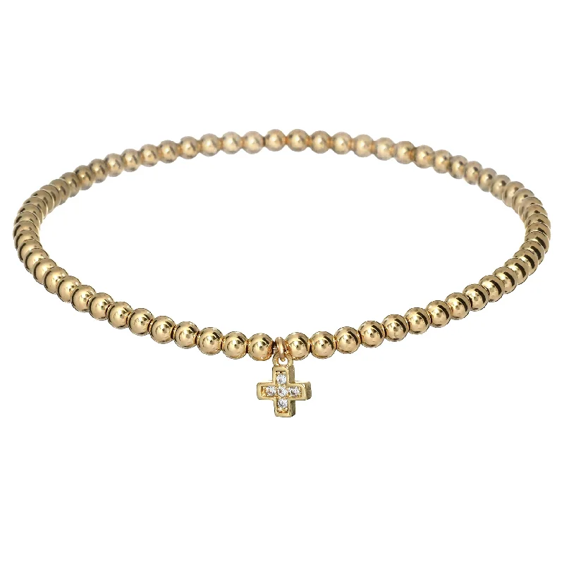 Elegant Jewelry At Unbeatable Prices – Shop Today "HANNAH" Cross Pave CZ Ball Beaded Bracelet