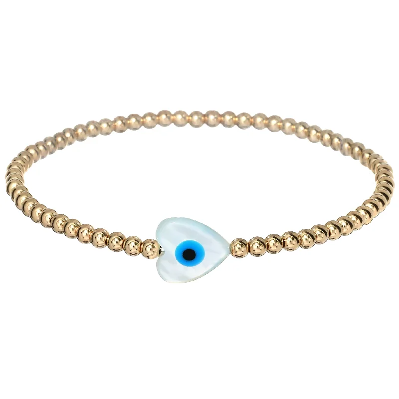 Premium Diamond Jewelry At Once-In-A-Lifetime Discounts "HEART EVIL EYE" MOP Opal Charm Bracelet