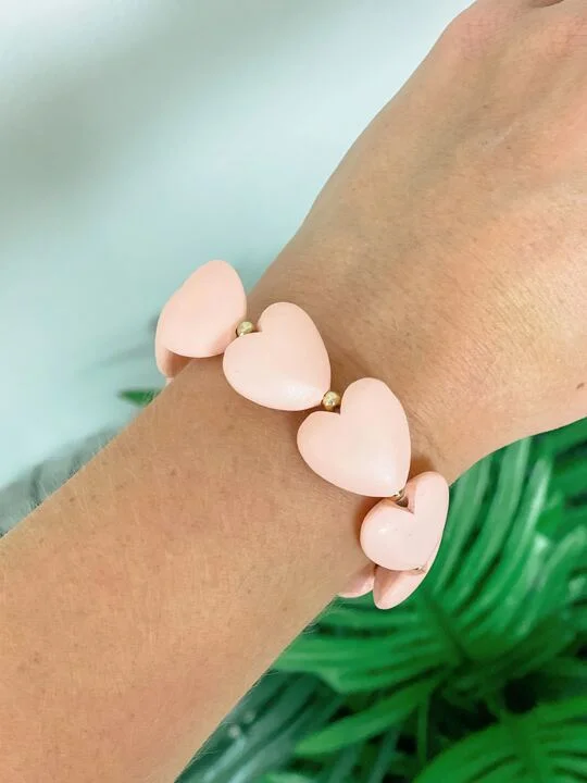 Dazzling Deals On Necklaces, Bracelets, And More Heart & Gold Bead Bracelet - Blush