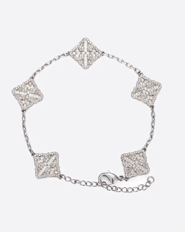 Shop Fine Jewelry With Amazing Deals ICED CLOVER BRACELET. - WHITE GOLD