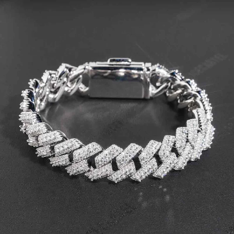 Don't Miss Out On Jaw-Dropping Jewelry Discounts Iced Out Halo Cluster Cuban Link Bracelet 14K Gold - 15MM