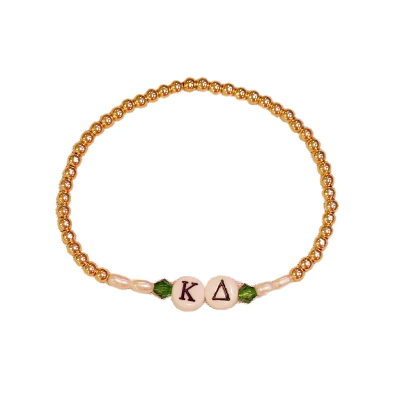 Trendy Minimalist Jewelry For Everyday Wear bara Boheme | "KAPPA DELTA" Sorority Greek Letter Ball Beaded Bracelet