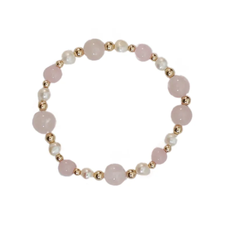 Limited-Time Offer On Elegant Jewelry Pieces "LOGAN" Rose Quartz and Gold Filled Ball beads Bracelet