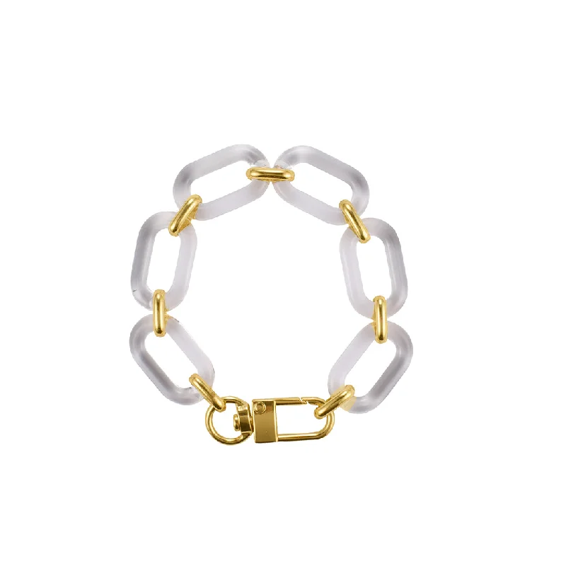 Chic, Trendy, And Affordable Jewelry Sale 14k Gold Plated Lucite Statement Chain Bracelet