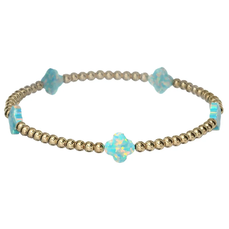 Grab Your Dream Jewelry At The Lowest Prices "LUCKY CLOVER" Medium Opal BTY on Gold Filled beaded Bracelet