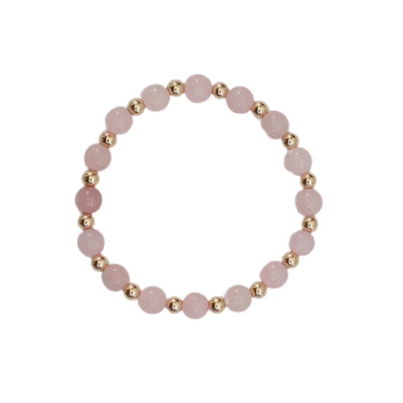 Trending Jewelry Now Available At Exclusive Prices "LYDIA" Rose Quartz and Gold Filled Ball beads Bracelet