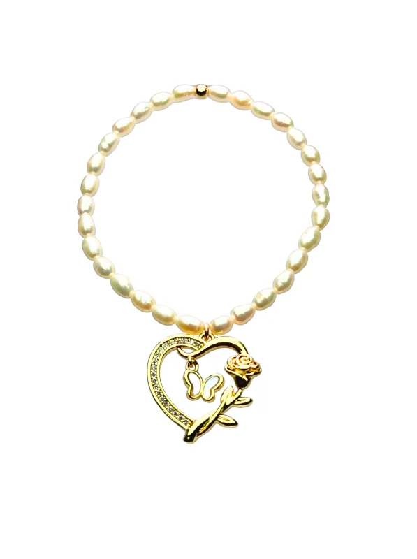 Exclusive Gemstone Jewelry Markdowns – Shop Now "HEART ROSE + LIP" Pearls w/ Gold Filled beaded Bracelets