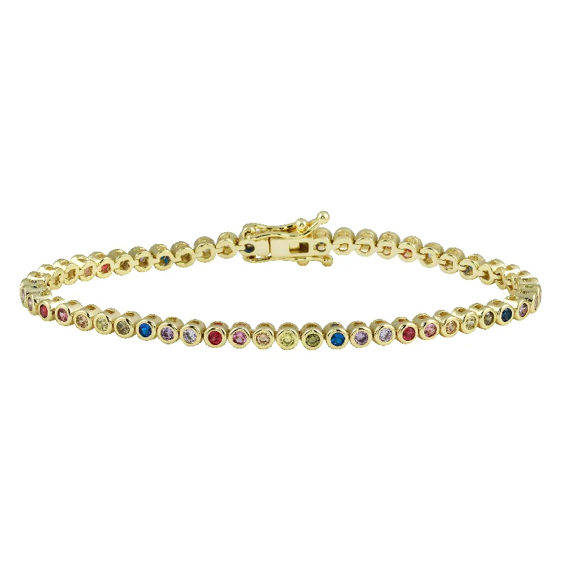 Discounted Jewelry For A Glamorous Look Mini Rainbow Bezel Tennis Bracelet