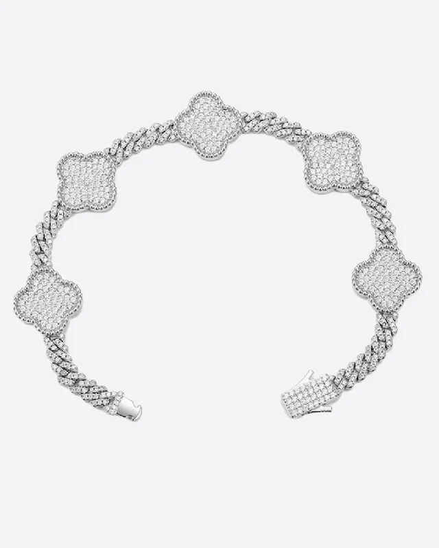 Beautiful Jewelry, Breathtaking Discounts – Hurry In MOISSANITE CUBAN CLOVER BRACELET. - WHITE GOLD