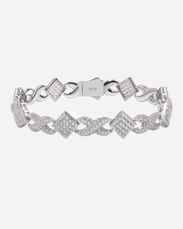 Best-Selling Jewelry Styles Now At Exclusive Discounts MOISSANITE INFINITY RHOMBUS BRACELET. - WHITE GOLD