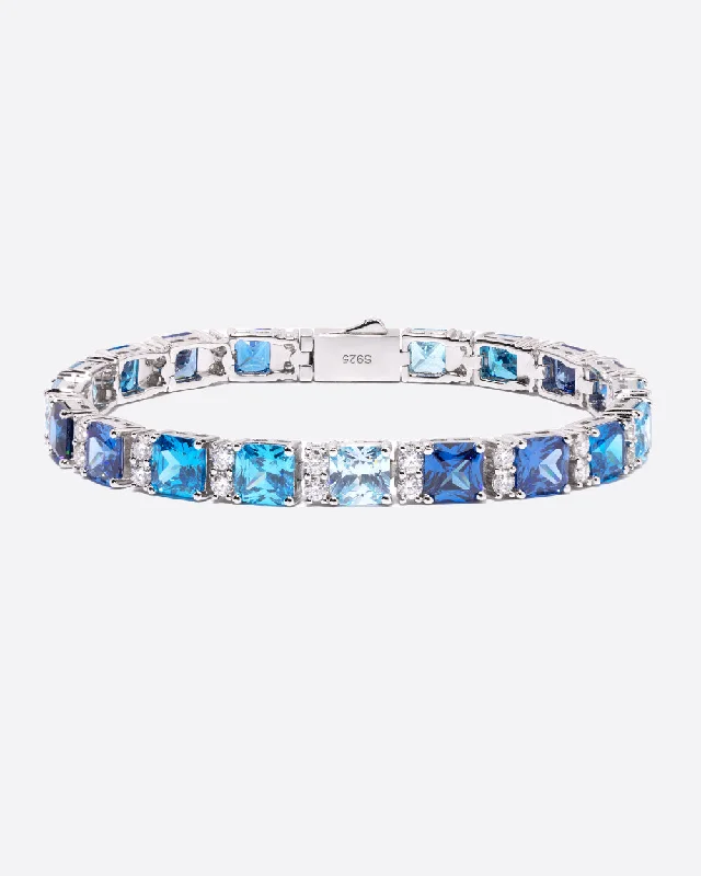 Jewelry Clearance Event – Last Chance For Stunning Deals MOISSANITE OCEAN BLUE STONES BRACELET. - WHITE GOLD