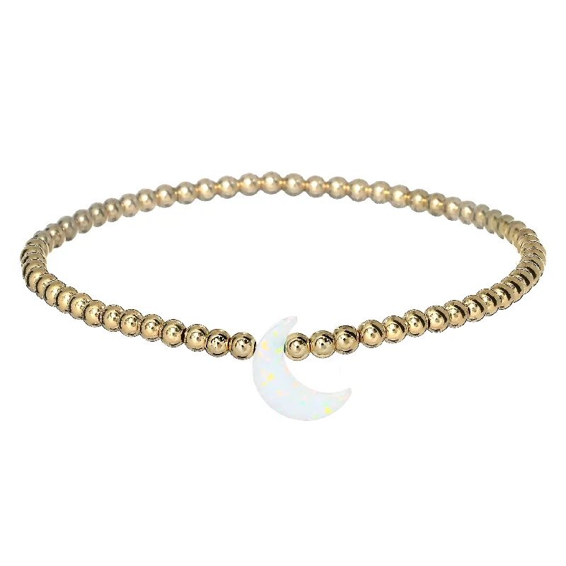 Luxury Jewelry At Budget-Friendly Prices – Grab Yours Now "MOON" Opal Charm and Gold Filled Ball Beaded Bracelet