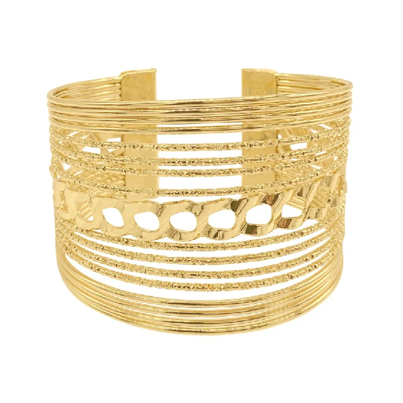 Make Your Outfit Shine With Discounted Jewelry 14k Gold Plated Multi Strand Cuff Bracelet