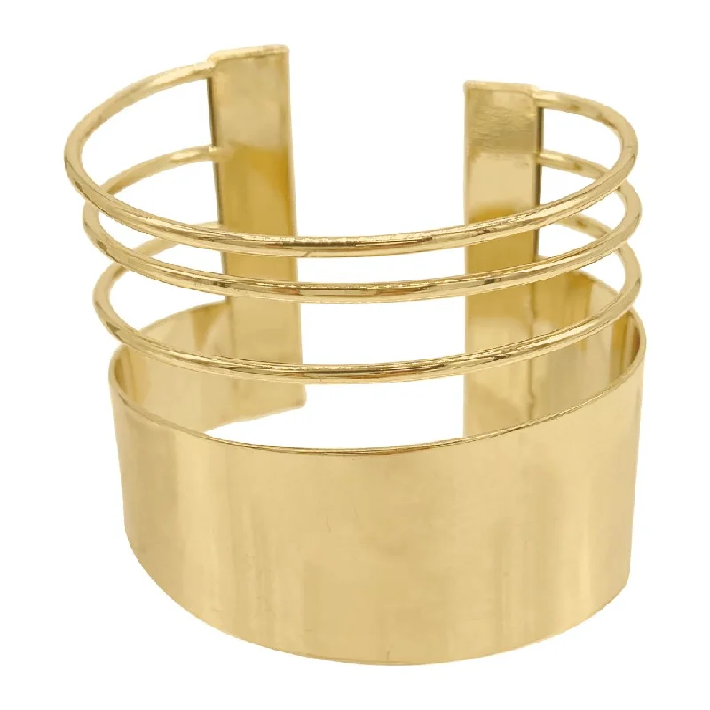 Elegant Jewelry Styles At Budget-Friendly Prices 14k Gold Plated Multi Strand Tall Cuff Bracelet