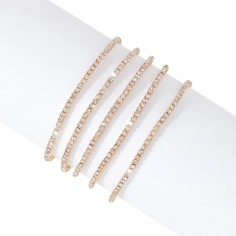 High-Quality Jewelry At A Fraction Of The Cost 14k Gold Plated Multi Stretch Crystal Bracelet Set