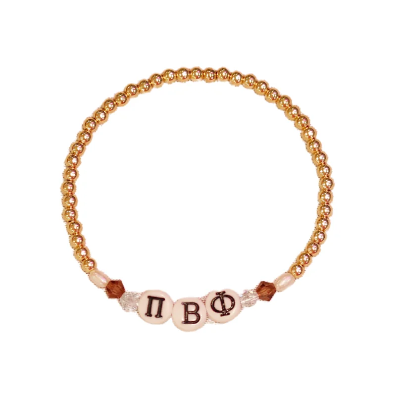 Delicate Crystal Jewelry For Sophisticated Charm bara Boheme | "PI BETA PHI" Sorority Greek Letter Ball Beaded Bracelet