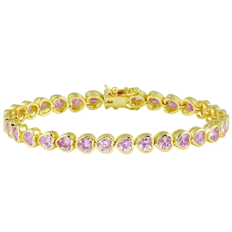 Luxury Jewelry Sale – Sparkle For Less Pink Bezel Heart Tennis Bracelet