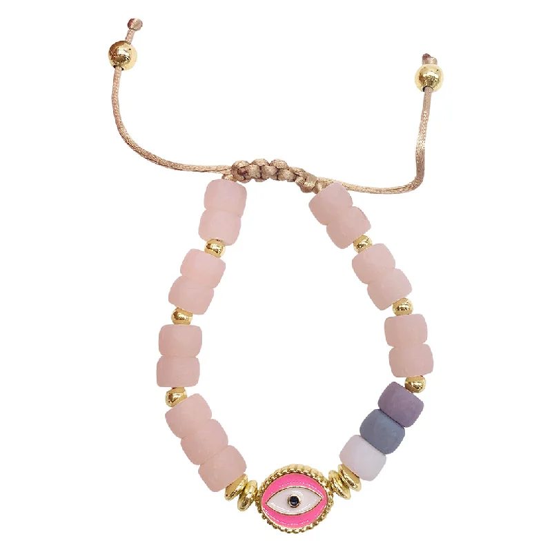 Fashion-Forward Jewelry At Incredible Prices Pink Evil Eye Enamel Beaded Bolo Bracelet